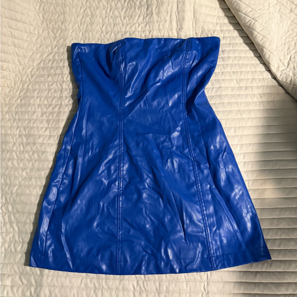 Blue Strapless Dress - Picture 3 of 3